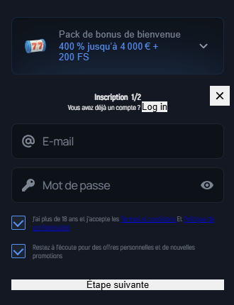 Inscription au Aerobet Casino